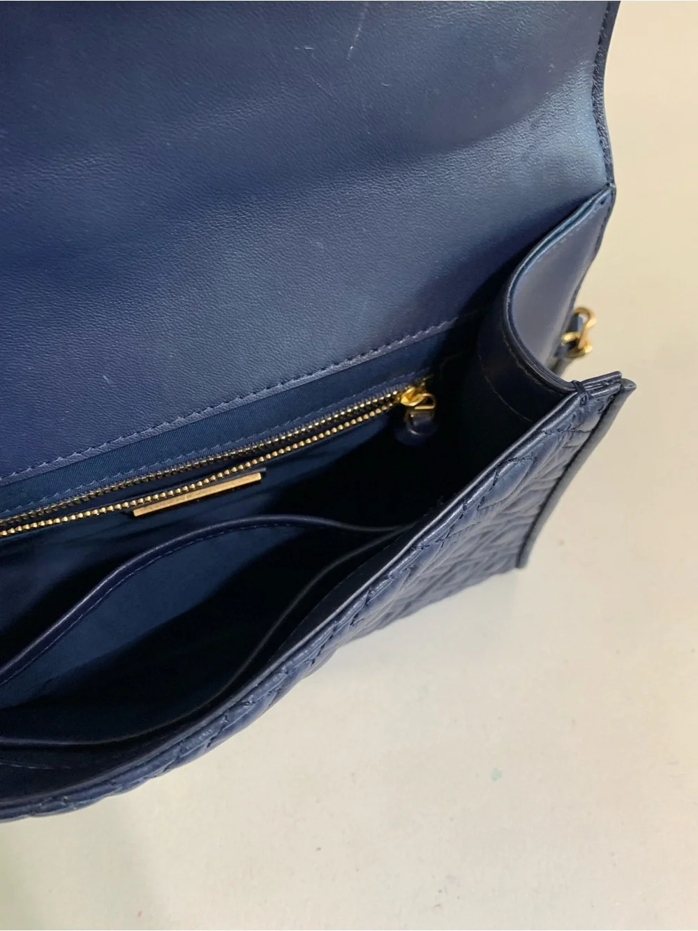 👜💕 Tory Burch Navy Fleming Quilted Leather Shoulder Bag